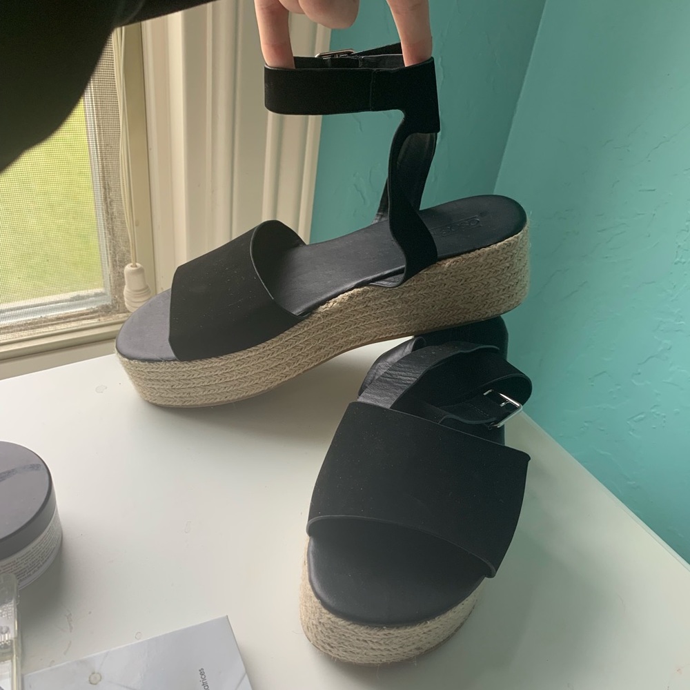 Wedges/ platform black velvet NEVER WORN